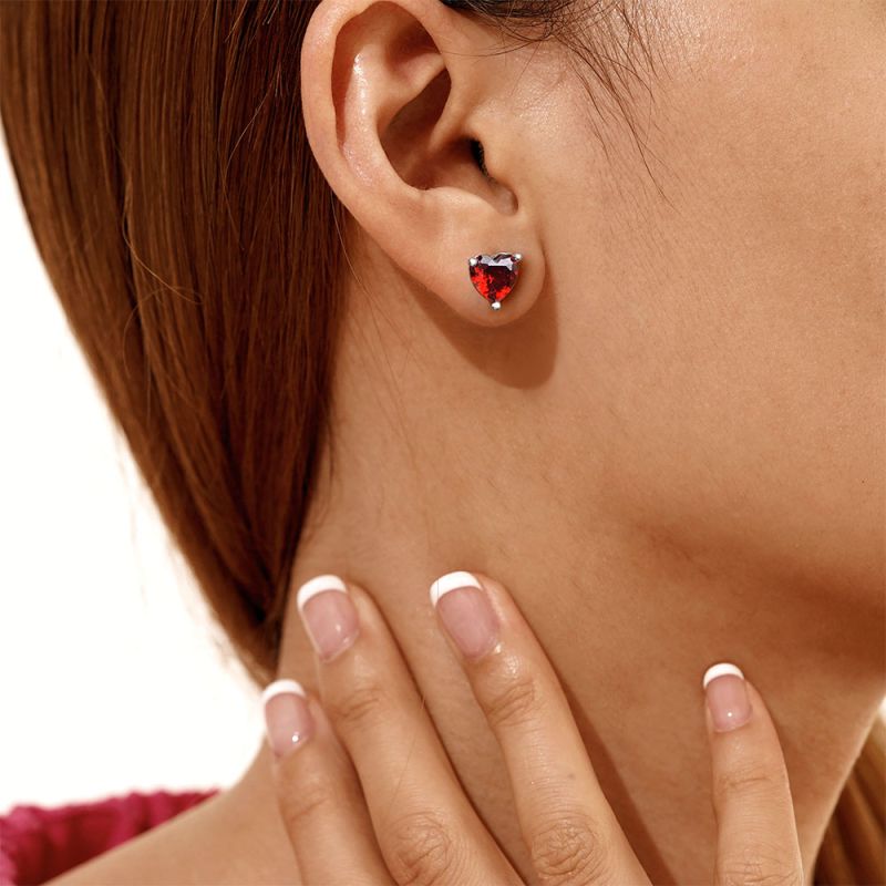 Birthstone Heart Stud Earrings