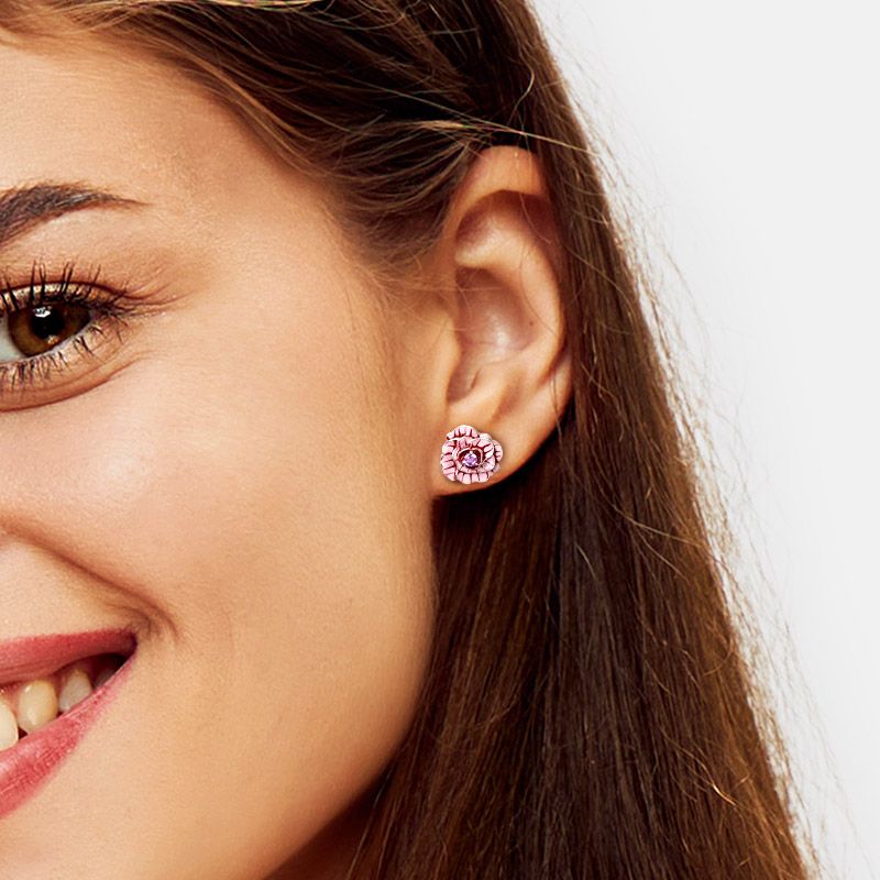 Pink Rose Stud Earrings