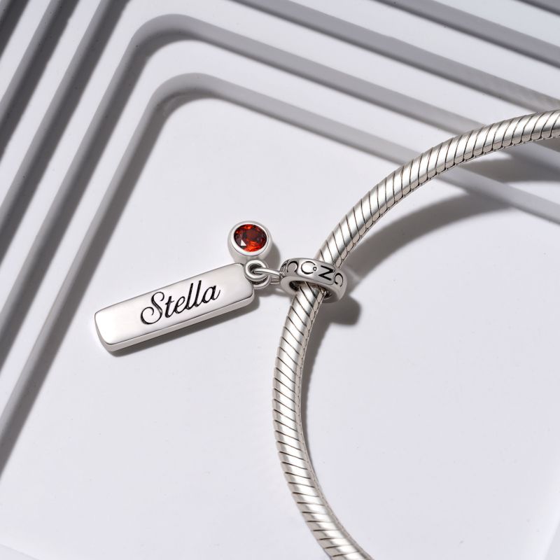 Bar Birthstone Engravable Pendant