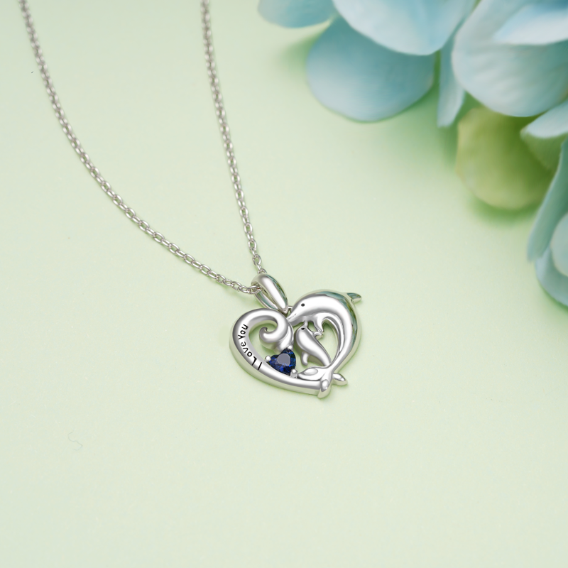 Dolphin & Baby Heart Necklace