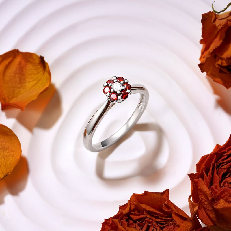 Birthstone Flower Ring