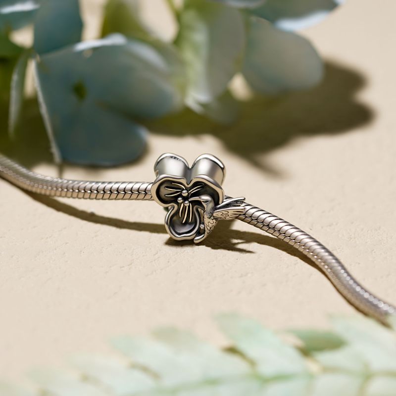 Hummingbird Loves Flower Charm