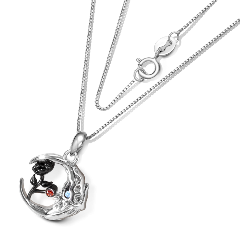 Skull Moon Rose Flower Necklace