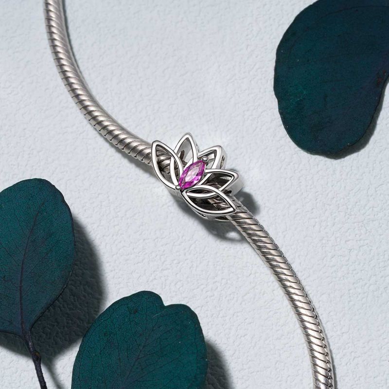 Lotus Birthstone Charm