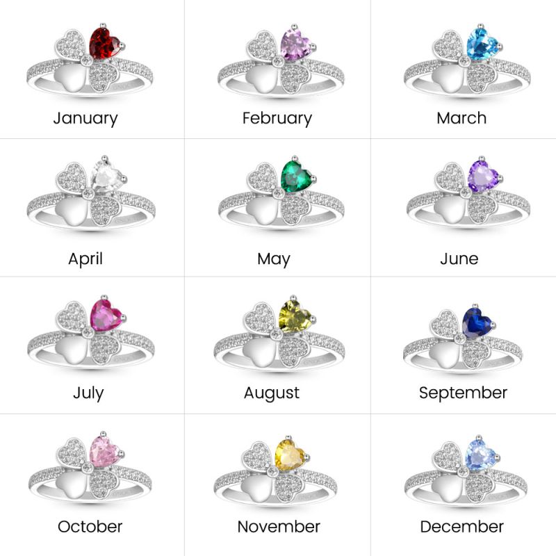 Four Leaf Clover Birthstone Ring