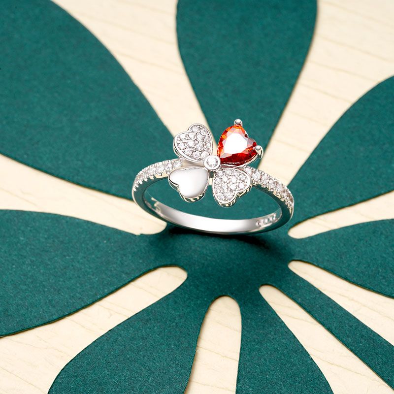 Four Leaf Clover Birthstone Ring