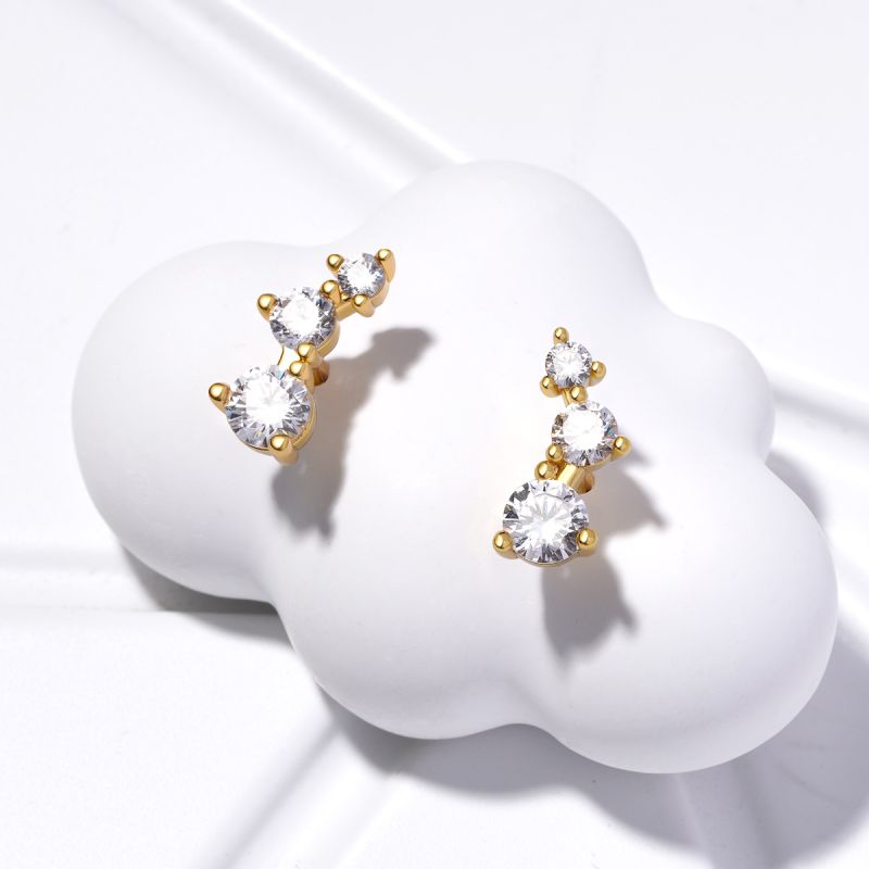 Three Stone Stud Earrings