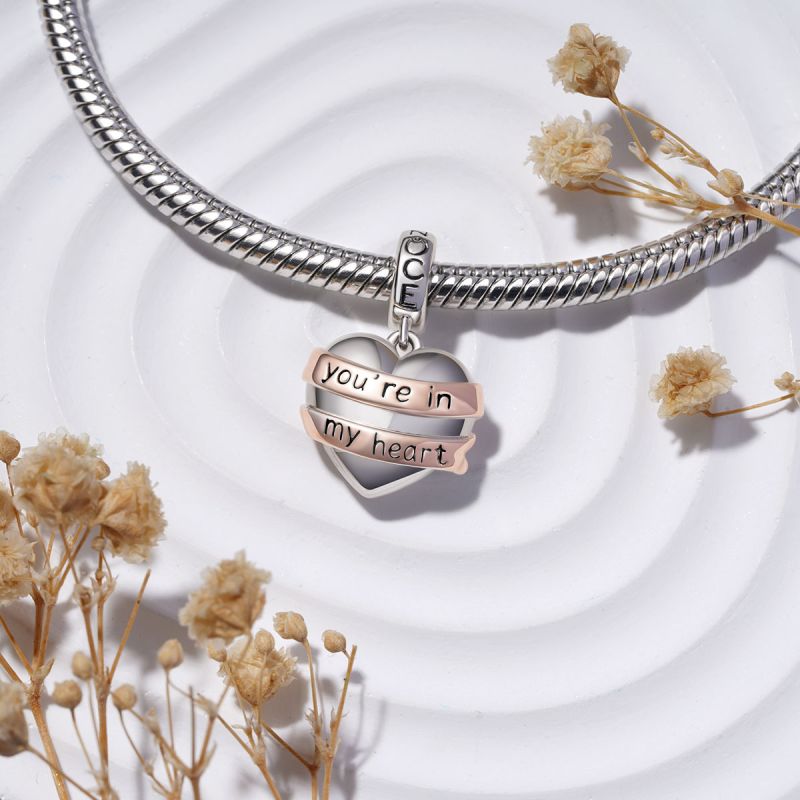 Engravable Heart Ribbon Pendant