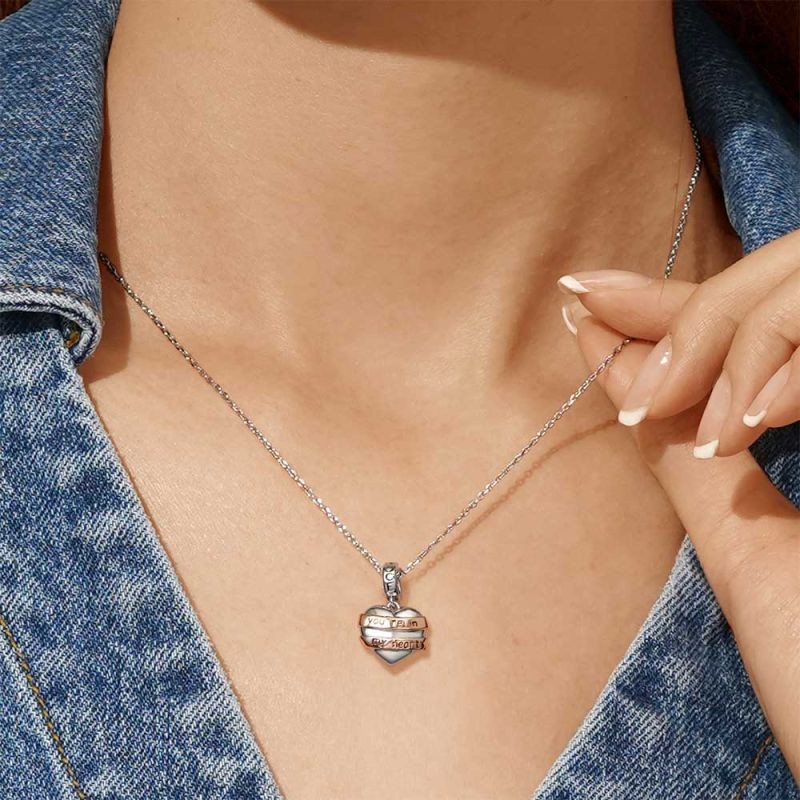 Engravable Heart Ribbon Pendant