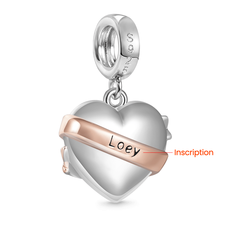Engravable Heart Ribbon Pendant