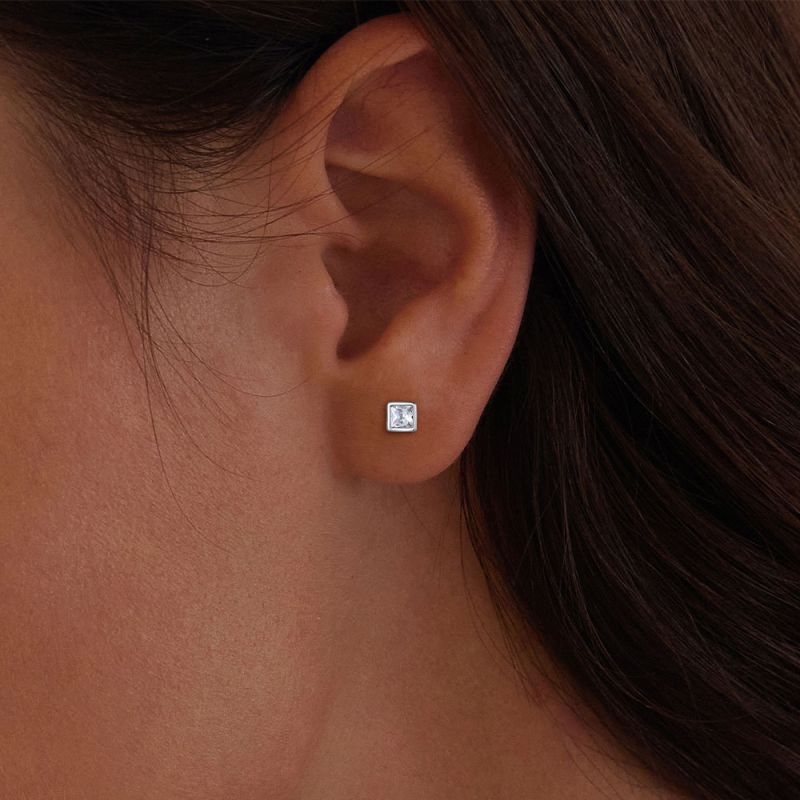 Mini Princess-cut Earrings