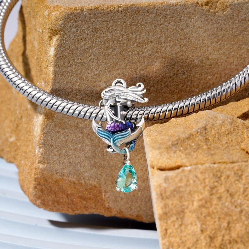 Mermaid on Anchor Charm