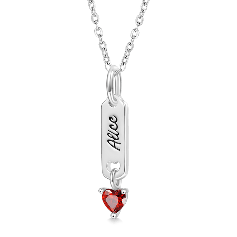 Bar Birthstone Engravable Necklace