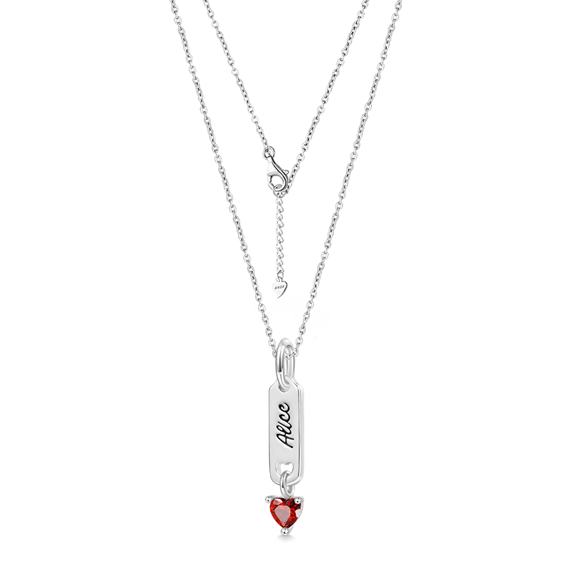 Bar Birthstone Engravable Necklace