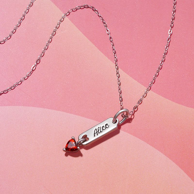 Bar Birthstone Engravable Necklace