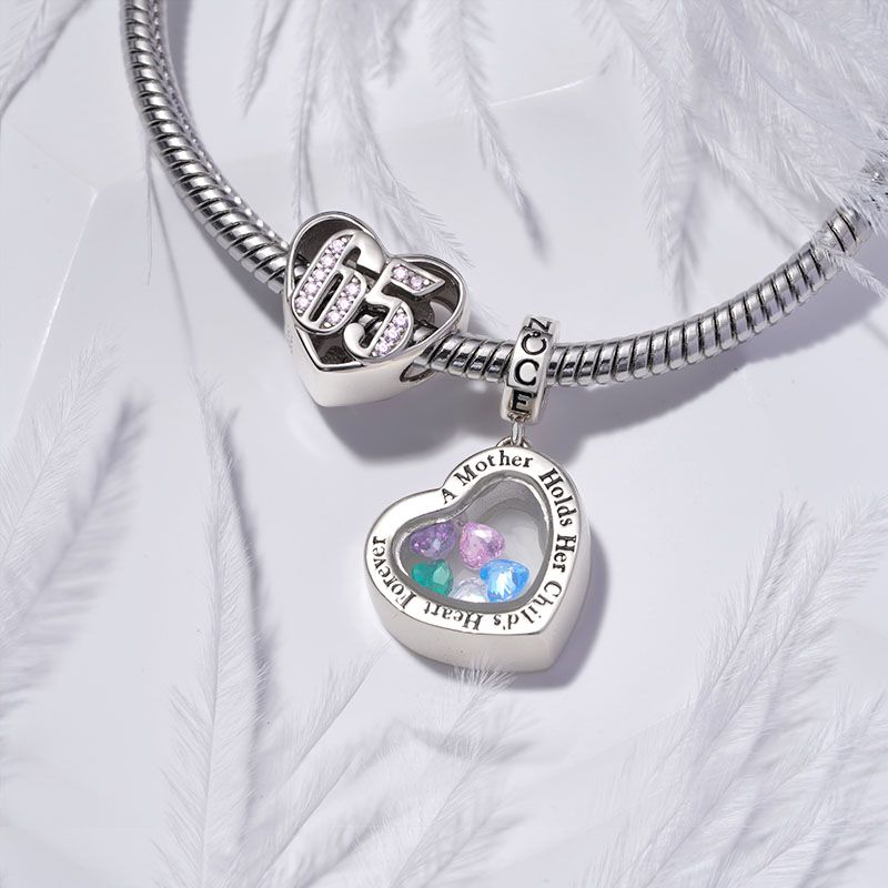 65th Birthday Heart Charm