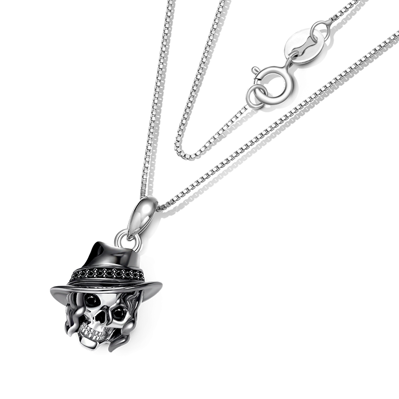 Skull with Hat Necklace