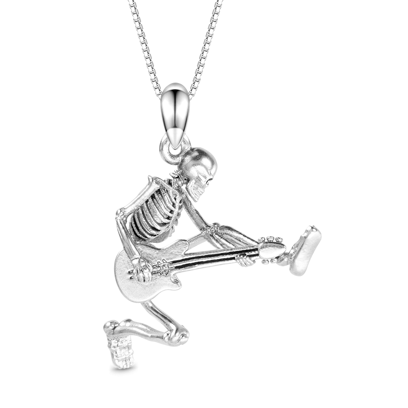 Guitar Rock Skull Necklace