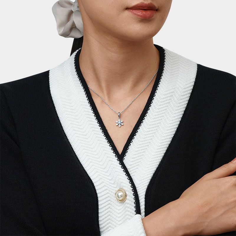 Icy Snowflake Drop Pendant