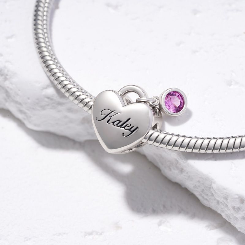 Birthstone Engravable Heart Charm