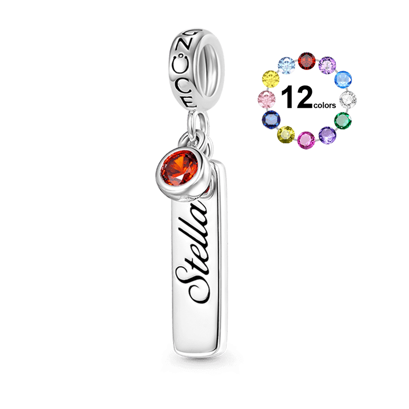 Bar Birthstone Engravable Pendant