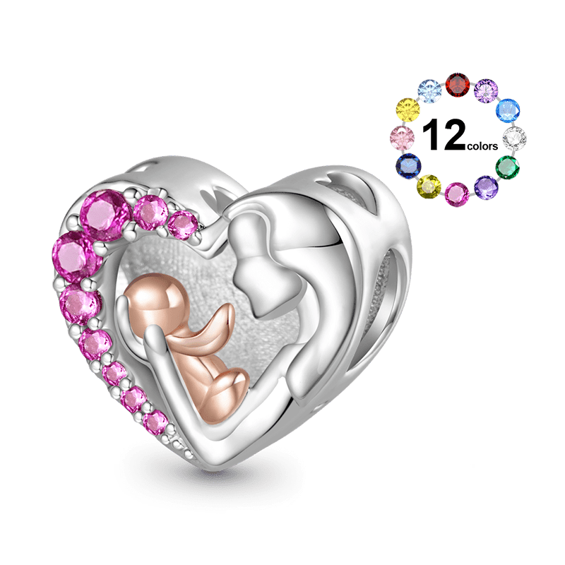 Mom&Baby Birthstone Engravable Charm