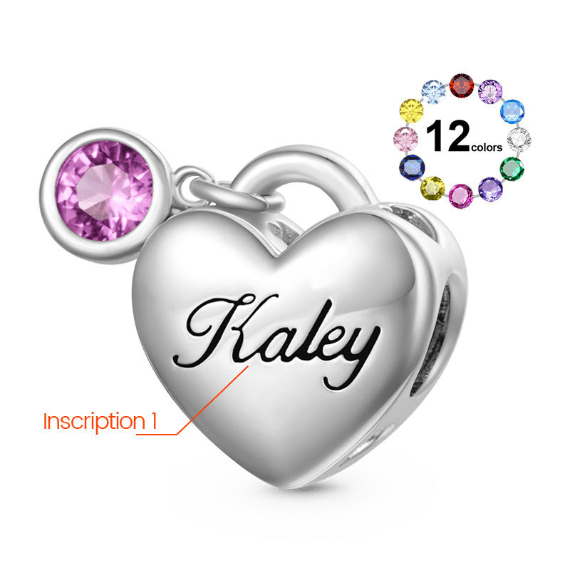 Birthstone Engravable Heart Charm