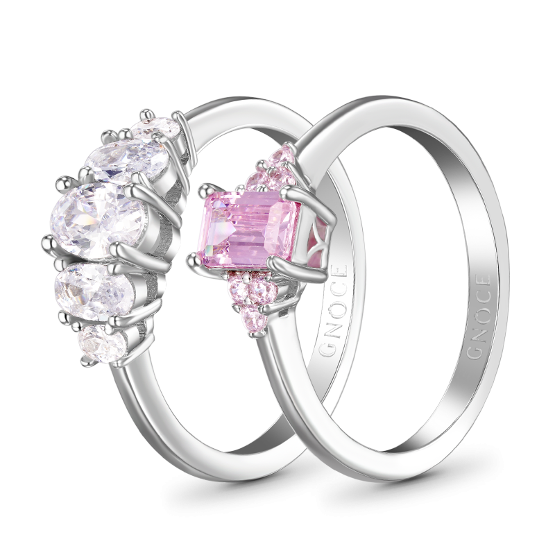 Pink Rectangle Ring Set