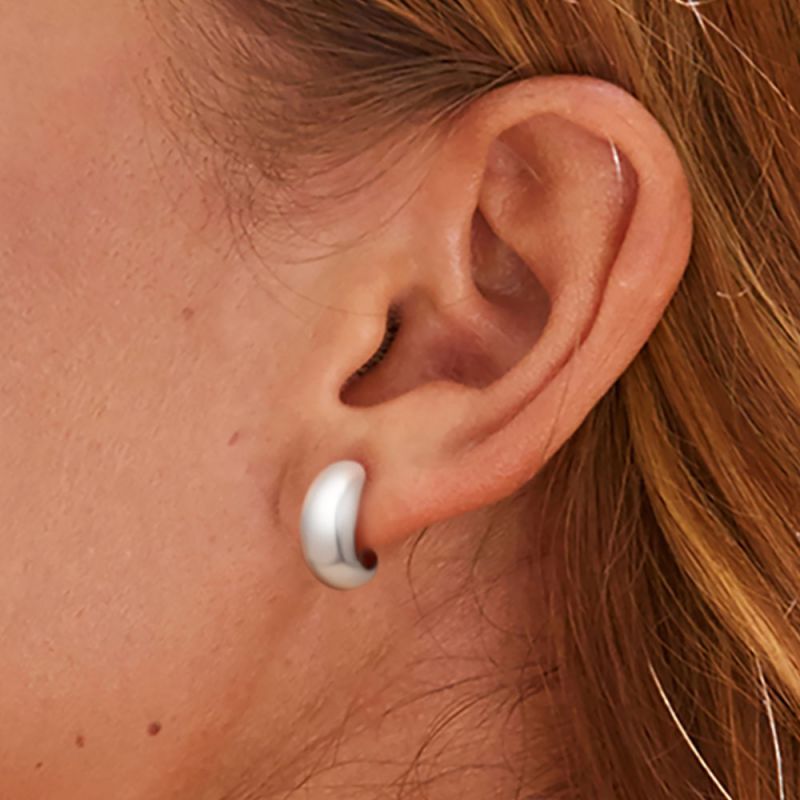 Dome Crescent Stud Earrings