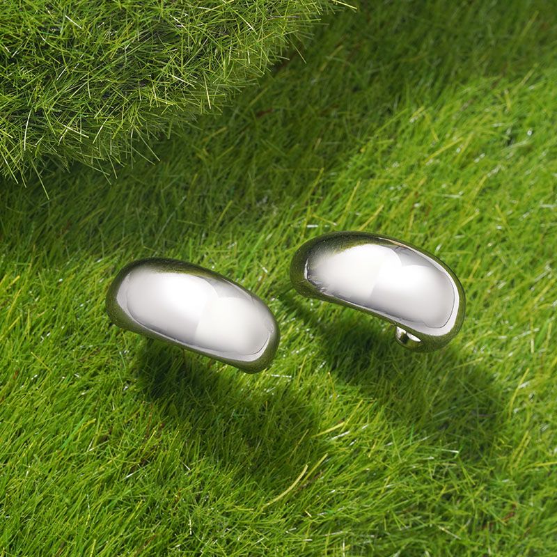 Dome Crescent Stud Earrings