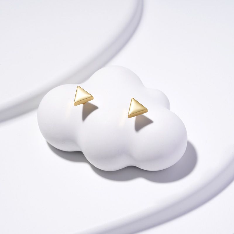 Gold Triangle Stud Earrings