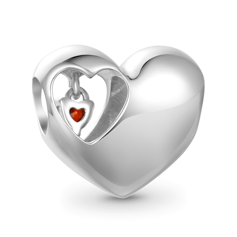 Love Heart Birthstone Charm