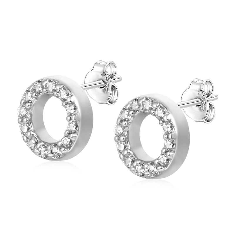 Pave Disc Stud Earrings