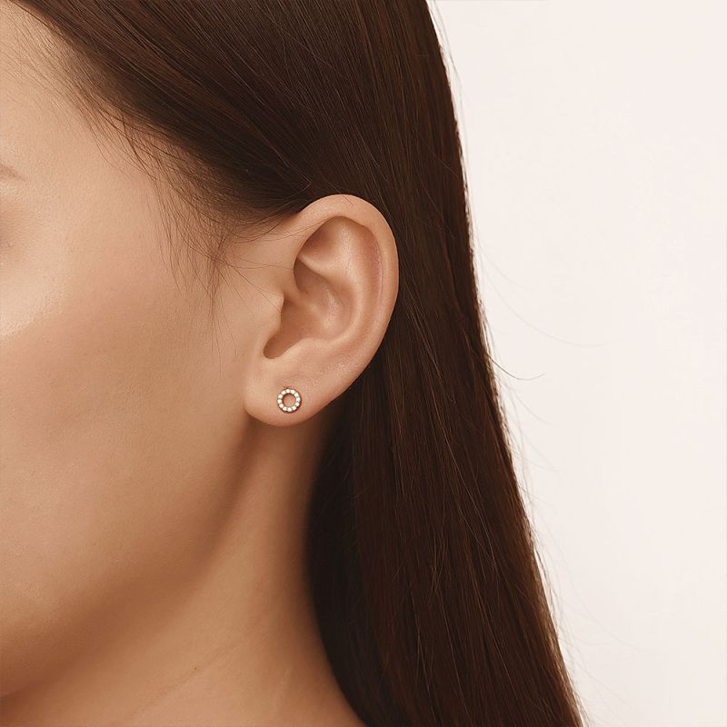 Pave Disc Stud Earrings