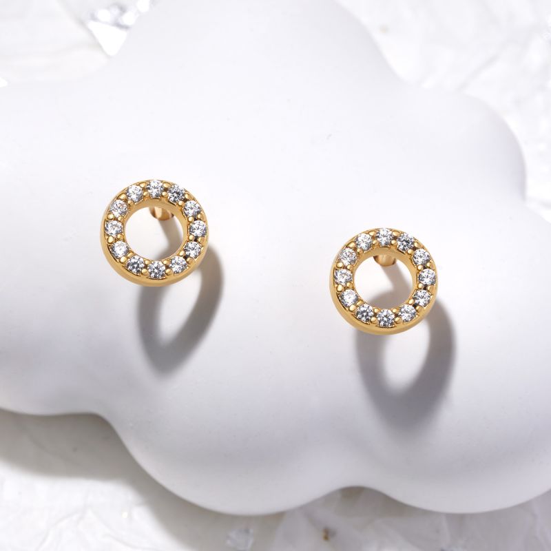 Pave Disc Stud Earrings
