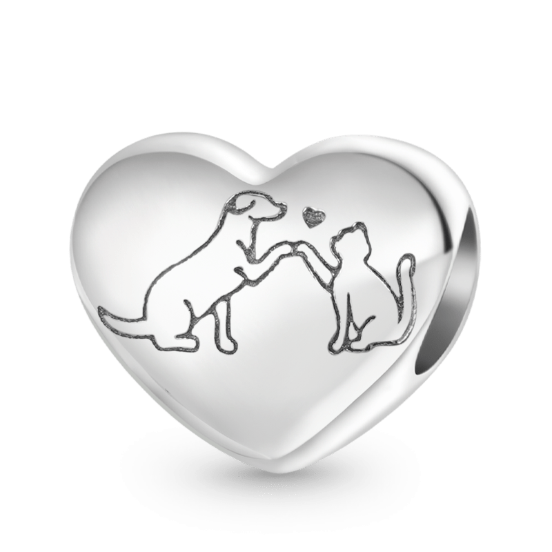 Love Cat & Dog Heart Charm