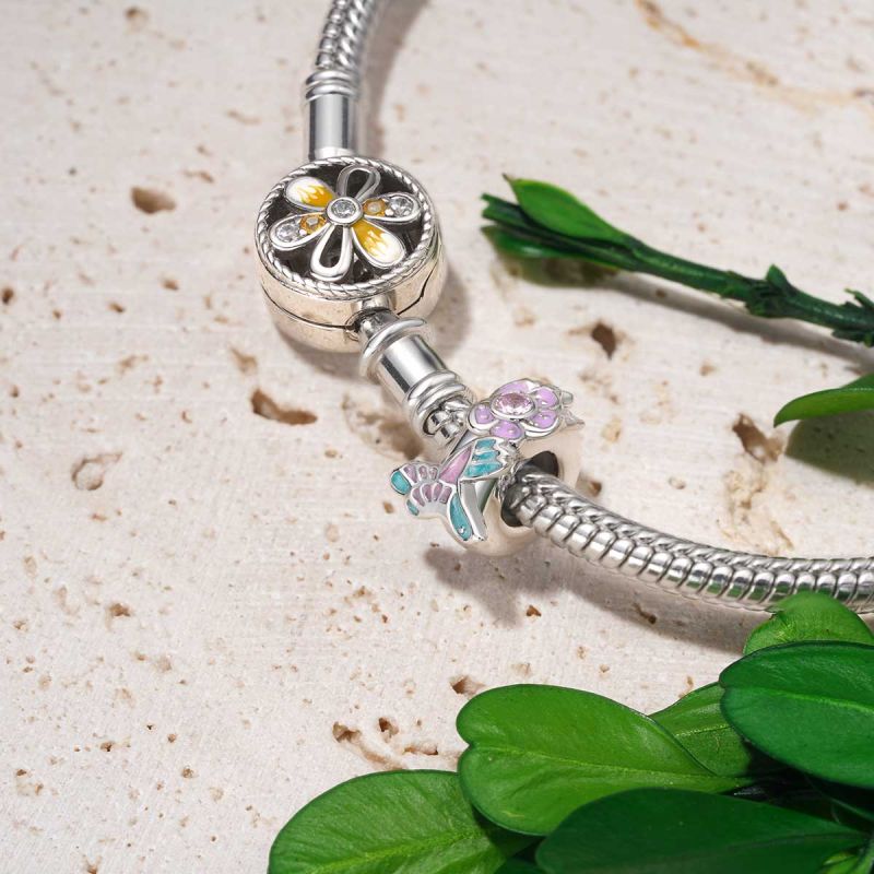 Hummingbird Love Flower Charm
