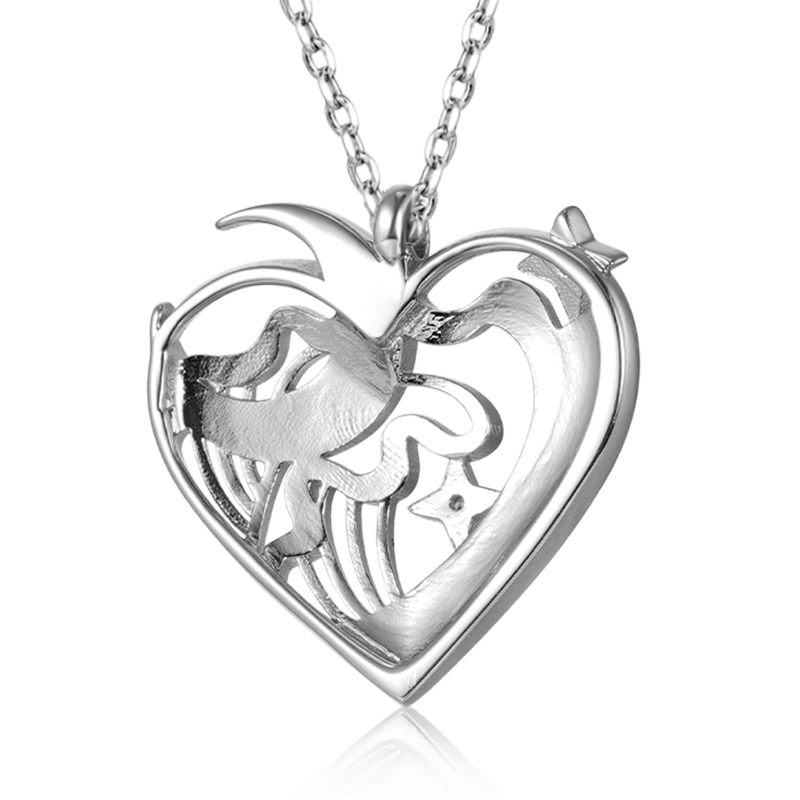 Love Heart Moon Necklace
