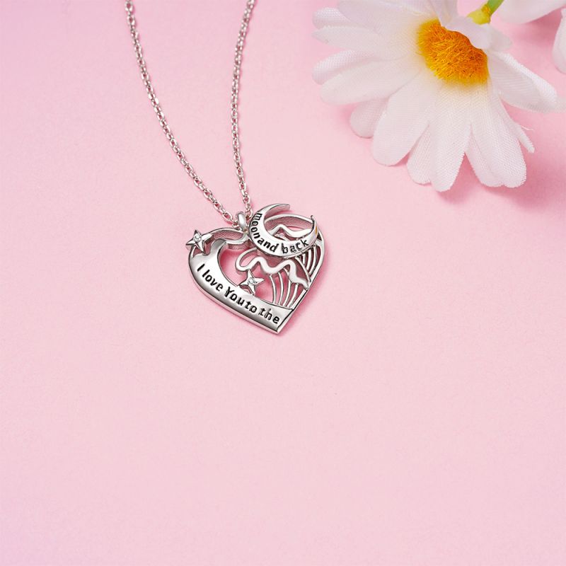 Love Heart Moon Necklace