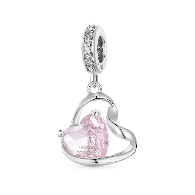 Pink Heart Ribbon Pendant