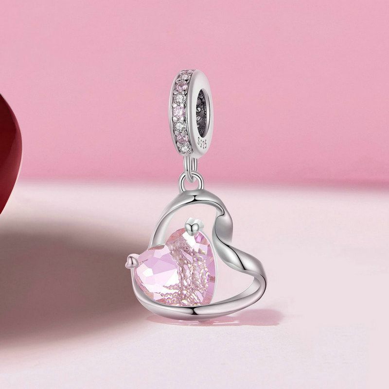 Pink Heart Ribbon Pendant