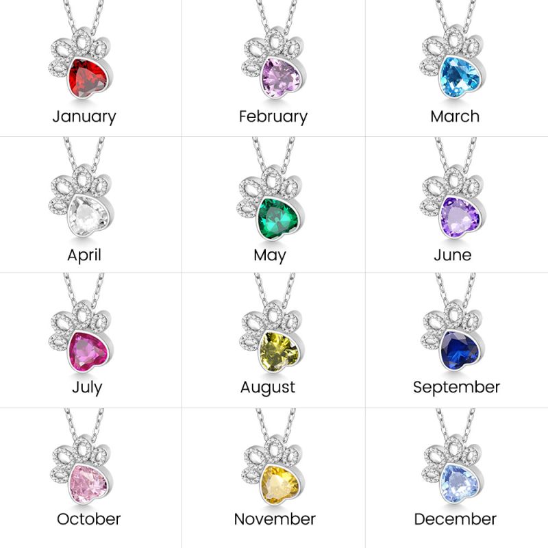 Birthstone Cat paws Necklace