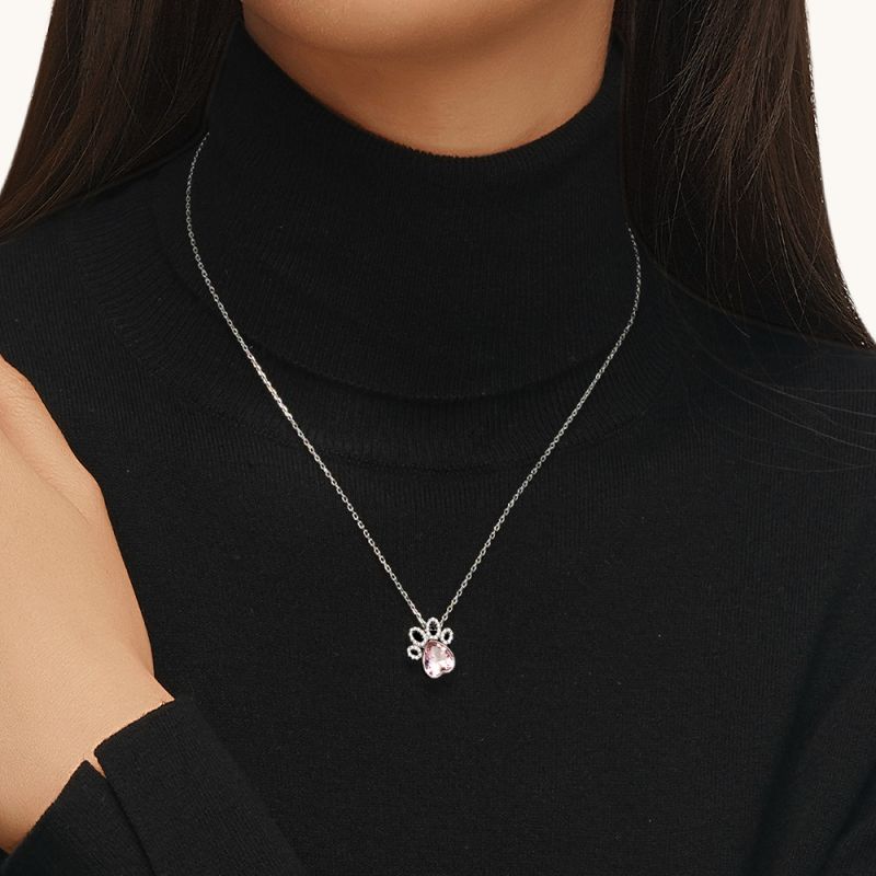 Birthstone Cat paws Necklace