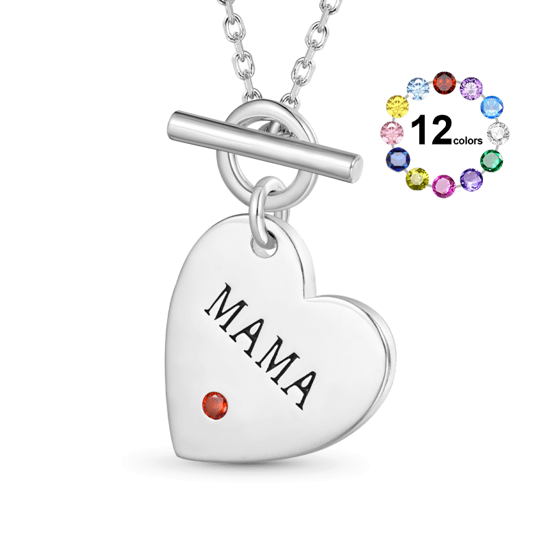 Birthstone Heart MAMA Necklace