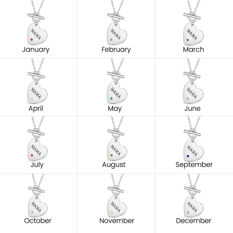 Birthstone Heart MAMA Necklace