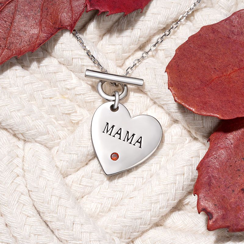 Birthstone Heart MAMA Necklace