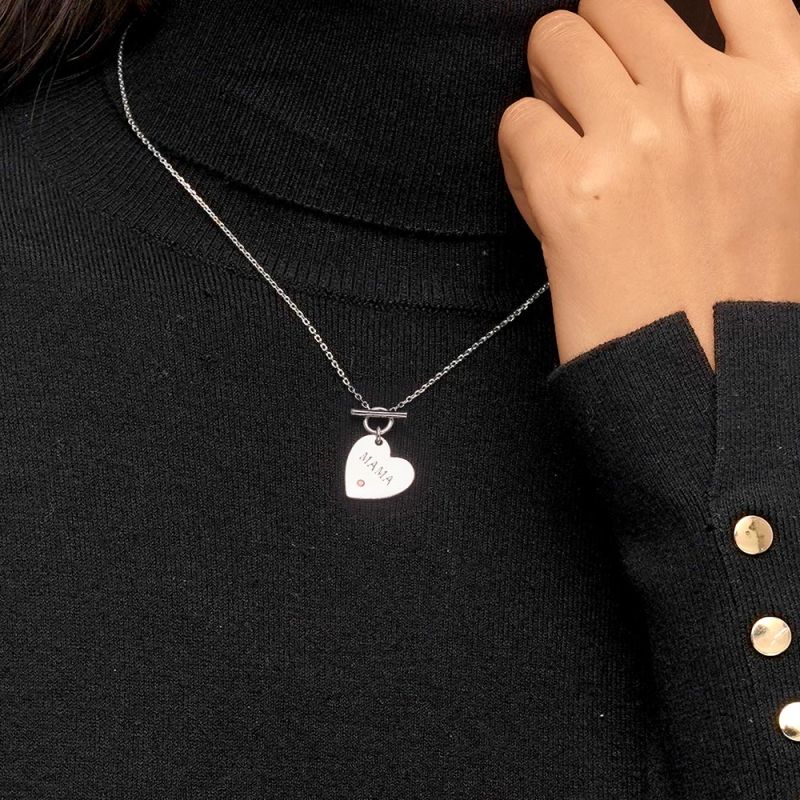 Birthstone Heart MAMA Necklace