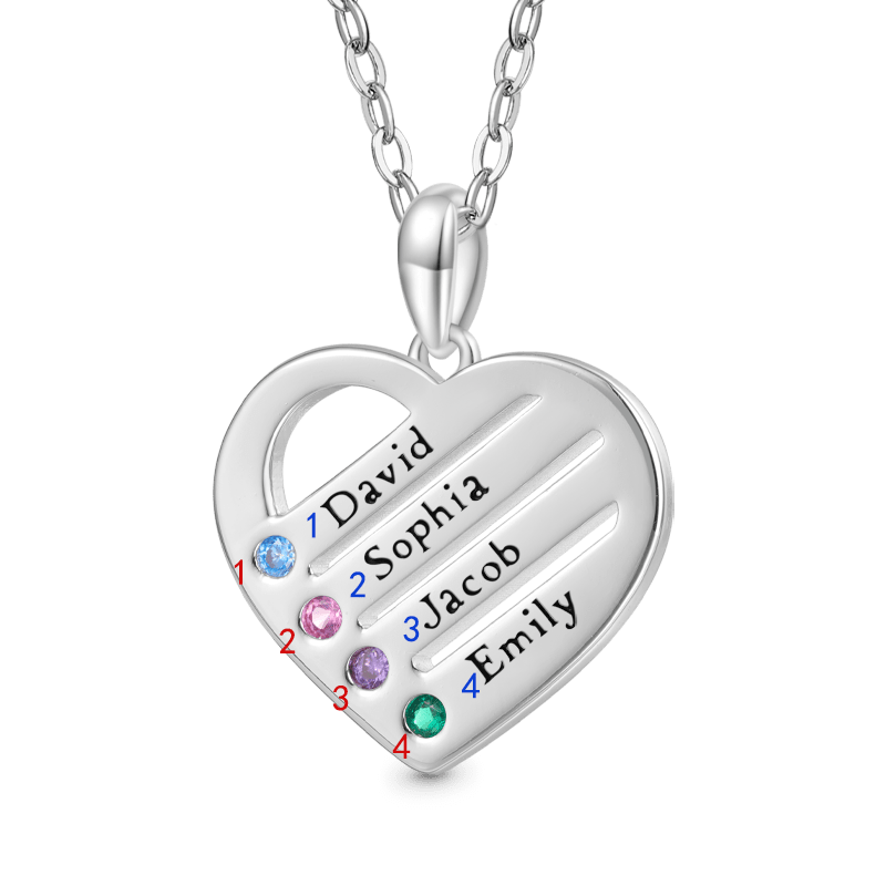 Personalized Heart Family Necklace