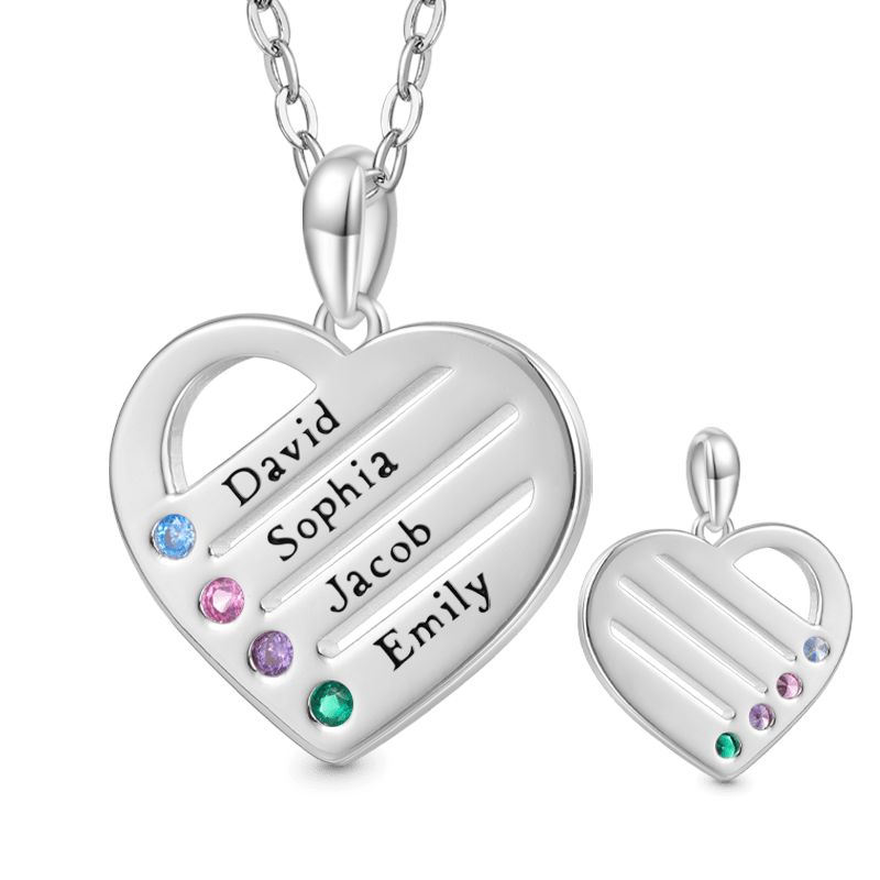 Personalized Heart Family Necklace