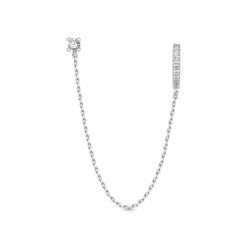 Double Piercing Chain Hoop Earrings